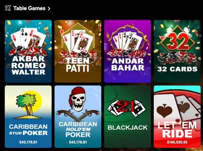 iNetBet Casino table